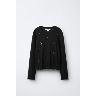 Футболка с пайетками и ребристой фактурой