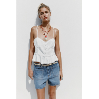 РОМАНТИЧНЫЙ ТОП ИЗО ЛЬНА С ЗАЩИПАМИ