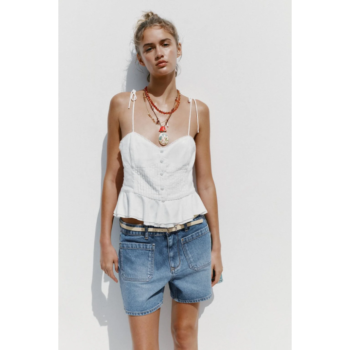 РОМАНТИЧНЫЙ ТОП ИЗО ЛЬНА С ЗАЩИПАМИ