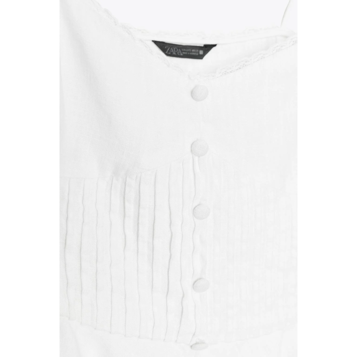 РОМАНТИЧНЫЙ ТОП ИЗО ЛЬНА С ЗАЩИПАМИ