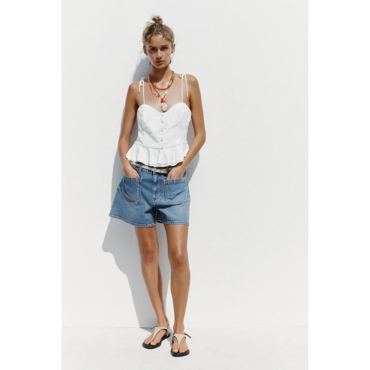 РОМАНТИЧНЫЙ ТОП ИЗО ЛЬНА С ЗАЩИПАМИ