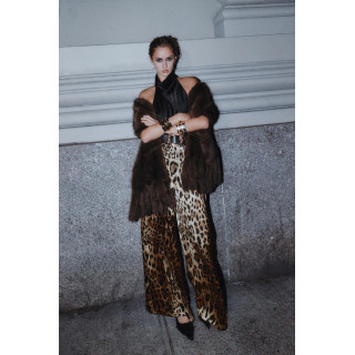 Брюки с широкими брючинами из атласа с поясом