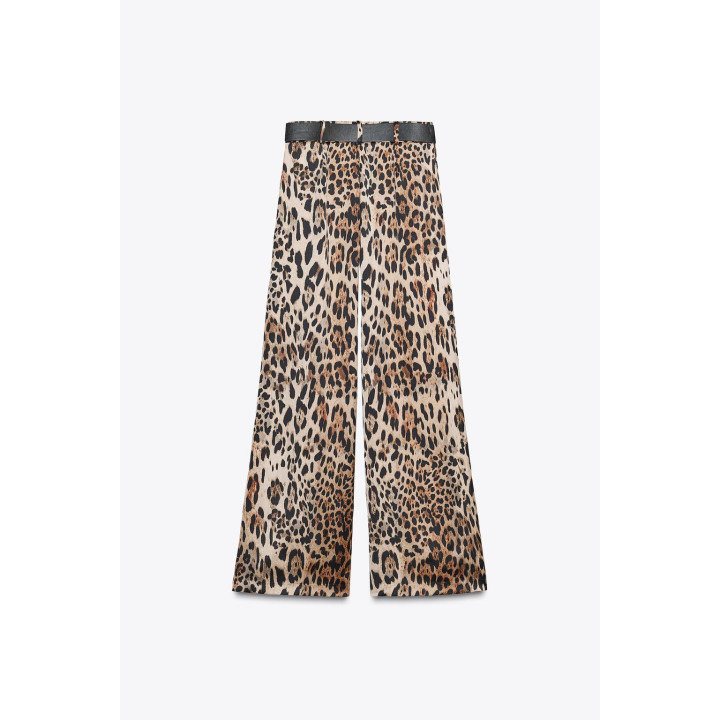 Брюки с широкими брючинами из атласа с поясом