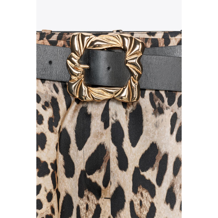 Брюки с широкими брючинами из атласа с поясом