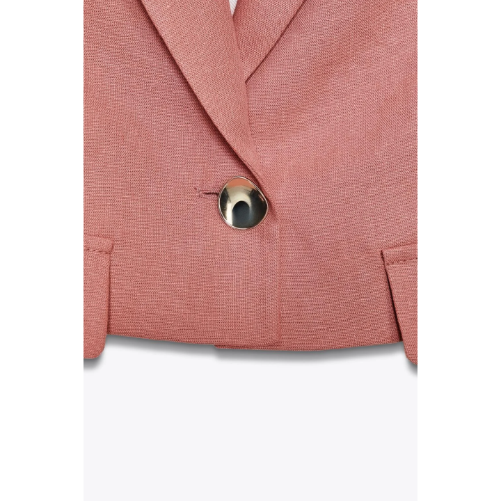 УКОРОЧЕННЫЙ ЖИЛЕТ С КЛАПАНАМИ ИЗ ЛЬНЯНОЙ ТКАНИ