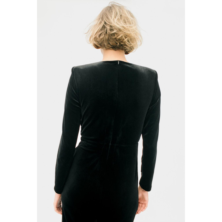 Сияющее бархатное платье-миди с аппликациями