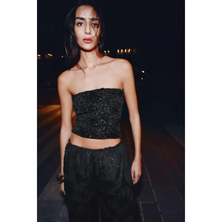 ПЛАТЬЕ С ЦВЕТОЧНЫМ ПРИНТОМ И ПАЙЕТКАМИ