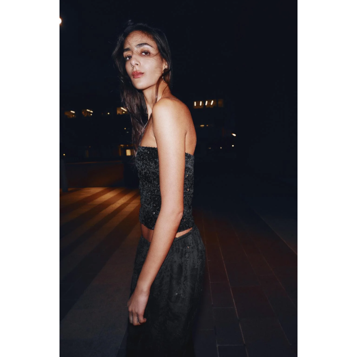 ПЛАТЬЕ С ЦВЕТОЧНЫМ ПРИНТОМ И ПАЙЕТКАМИ