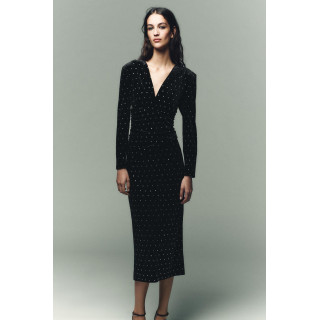 БАРХАТНОЕ ПЛАТЬЕ МИДИ С БЛЕСТКАМИ