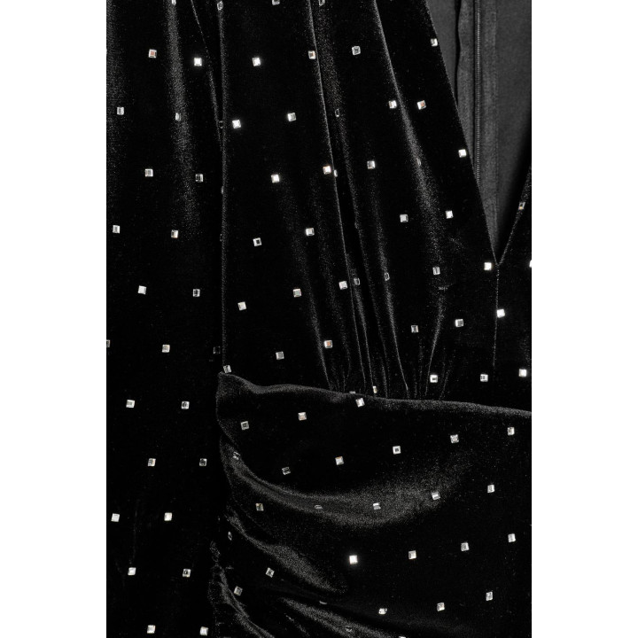 БАРХАТНОЕ ПЛАТЬЕ МИДИ С БЛЕСТКАМИ