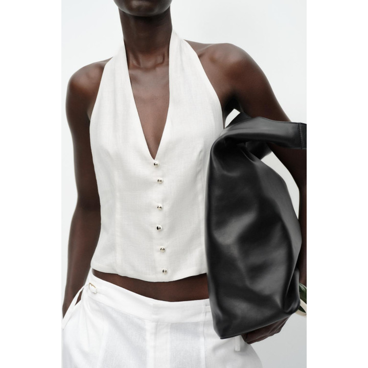 ТОП-ЖИЛЕТ ХАЛТЕР ИЗ ЛЬНА