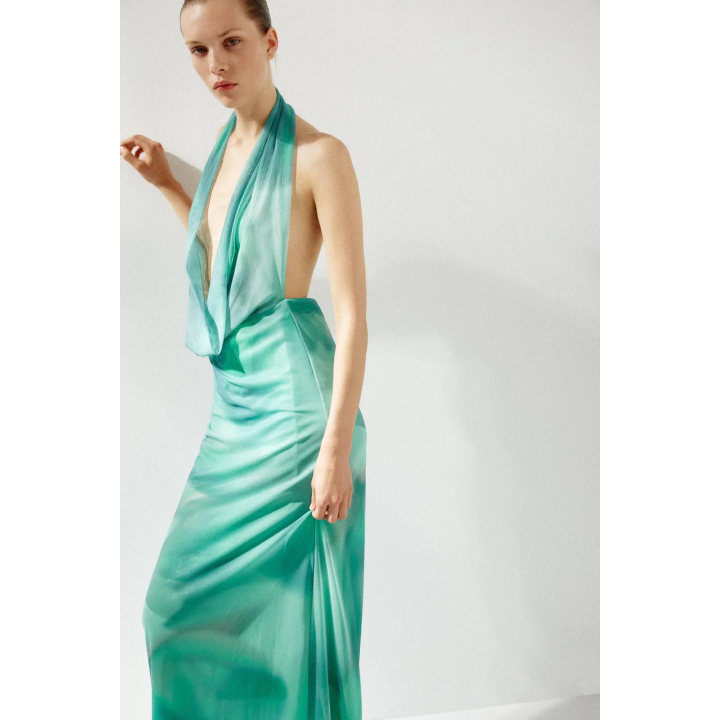 ДЛИННОЕ ПЛАТЬЕ ИЗ ТКАНИ С ПРИНТОМ