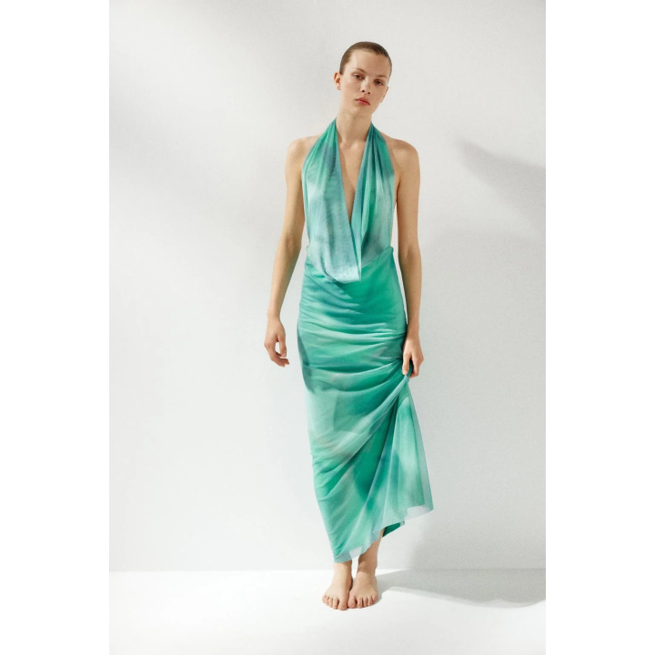 ДЛИННОЕ ПЛАТЬЕ ИЗ ТКАНИ С ПРИНТОМ