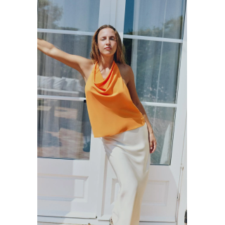 АТЛАСНЫЙ ТОП С ГОРЛОВИНОЙ ХАЛТЕР