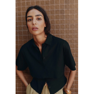 ПРИТАЛЕННАЯ РУБАШКА ИЗ ЛЬНА С ДВУХСЛОЙНОЙ ТКАНЬЮ