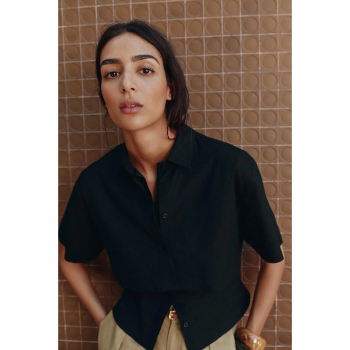 ПРИТАЛЕННАЯ РУБАШКА ИЗ ЛЬНА С ДВУХСЛОЙНОЙ ТКАНЬЮ