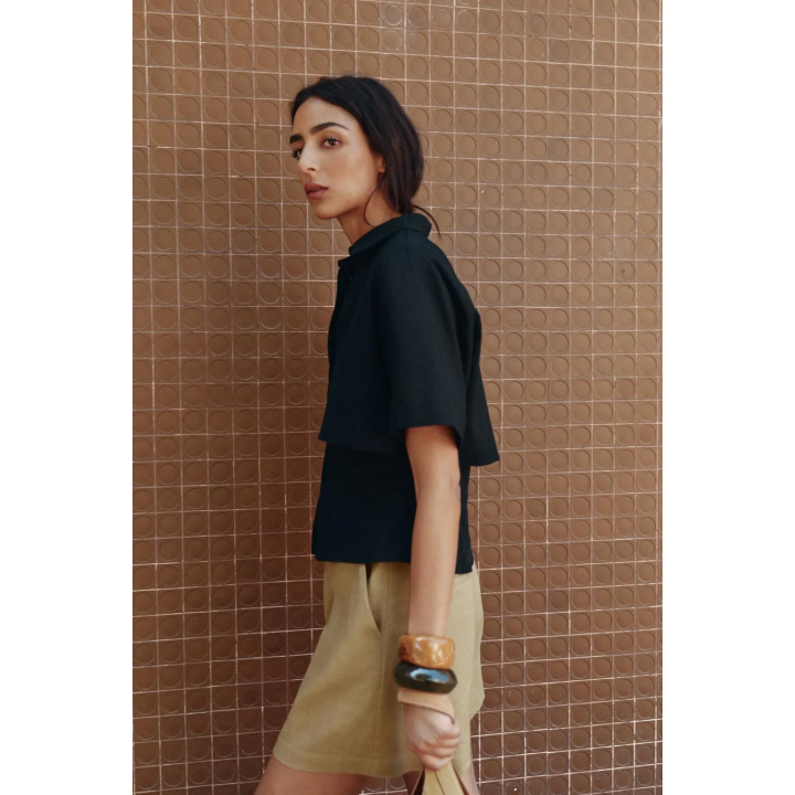 ПРИТАЛЕННАЯ РУБАШКА ИЗ ЛЬНА С ДВУХСЛОЙНОЙ ТКАНЬЮ