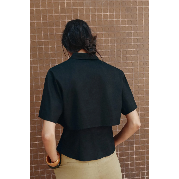 ПРИТАЛЕННАЯ РУБАШКА ИЗ ЛЬНА С ДВУХСЛОЙНОЙ ТКАНЬЮ