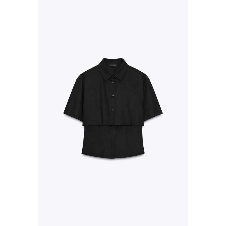 ПРИТАЛЕННАЯ РУБАШКА ИЗ ЛЬНА С ДВУХСЛОЙНОЙ ТКАНЬЮ