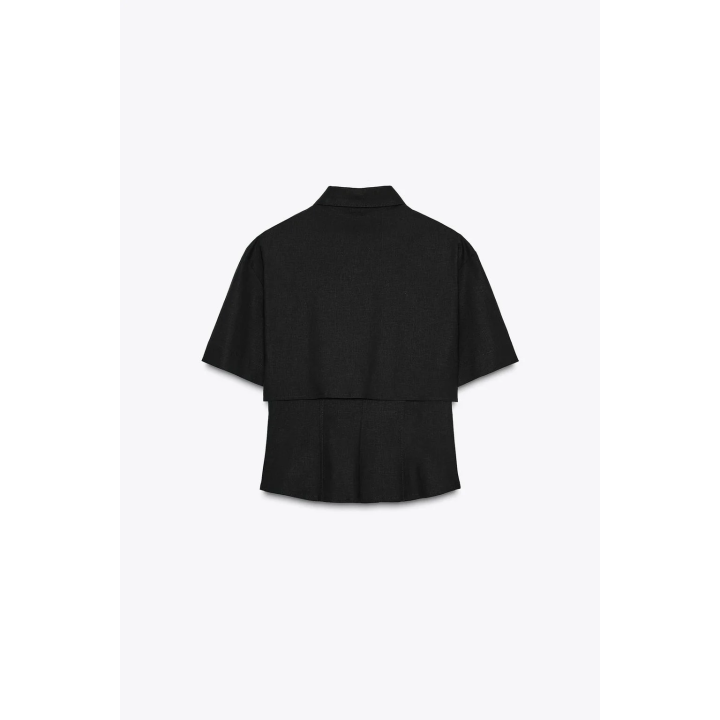 ПРИТАЛЕННАЯ РУБАШКА ИЗ ЛЬНА С ДВУХСЛОЙНОЙ ТКАНЬЮ