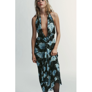 ДЛИННОЕ ПЛАТЬЕ С УЗЛОМ И ЦВЕТОЧНЫМ ПРИНТОМ