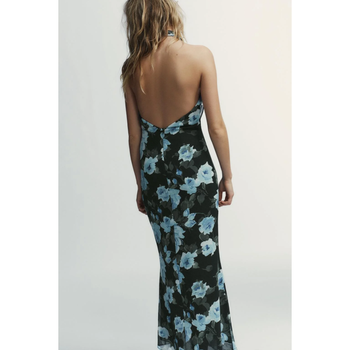 ДЛИННОЕ ПЛАТЬЕ С УЗЛОМ И ЦВЕТОЧНЫМ ПРИНТОМ