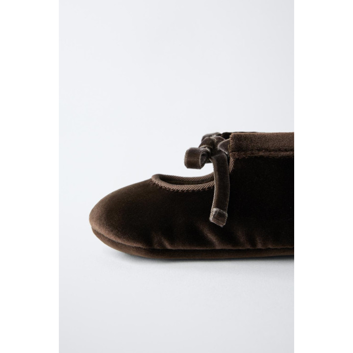 Туфли балетки с бархатным бантом