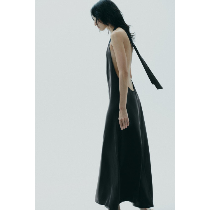 ПЛАТЬЕ МИДИ С ГОРЛОВИНОЙ ХАЛТЕР И ЗАВЯЗКАМИ