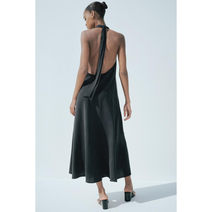 ПЛАТЬЕ МИДИ С ГОРЛОВИНОЙ ХАЛТЕР И ЗАВЯЗКАМИ