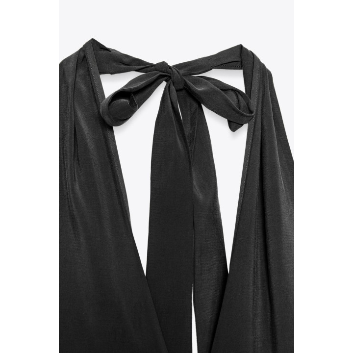 ПЛАТЬЕ МИДИ С ГОРЛОВИНОЙ ХАЛТЕР И ЗАВЯЗКАМИ