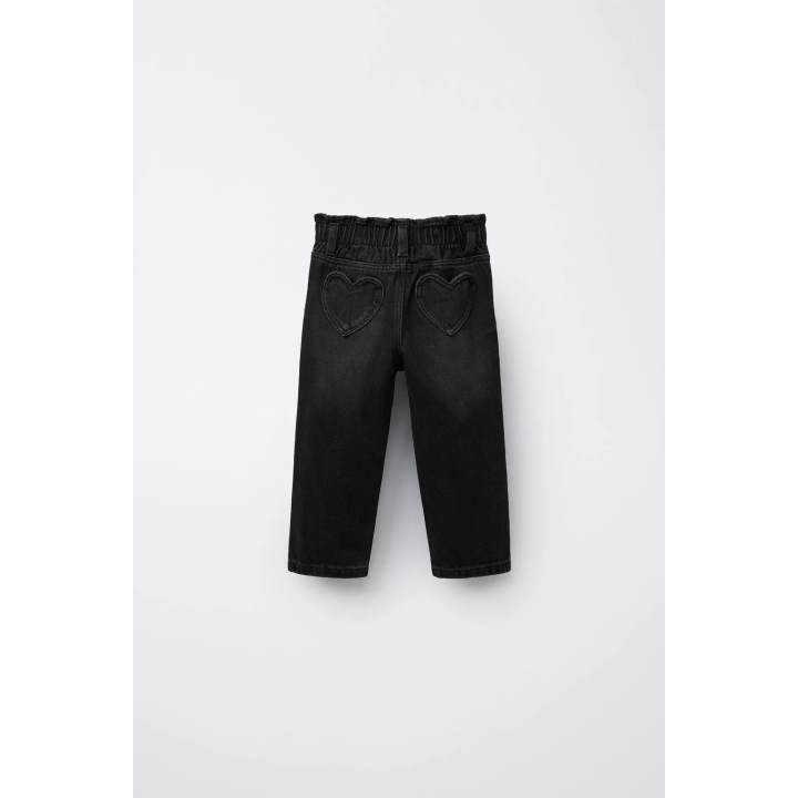 ДЖИНСЫ PAPERBAG С КАРМАНАМИ-СЕРДЕЧКАМИ