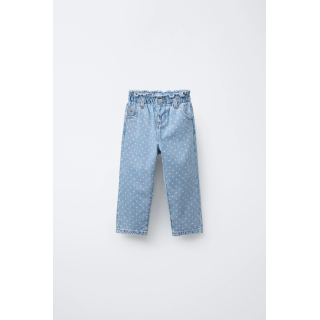 ДЖИНСОВЫЕ БРЮКИ PAPERBAG В ГОРОШЕК