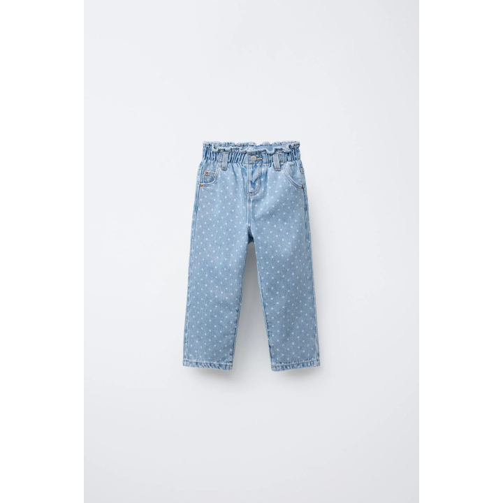 ДЖИНСОВЫЕ БРЮКИ PAPERBAG В ГОРОШЕК
