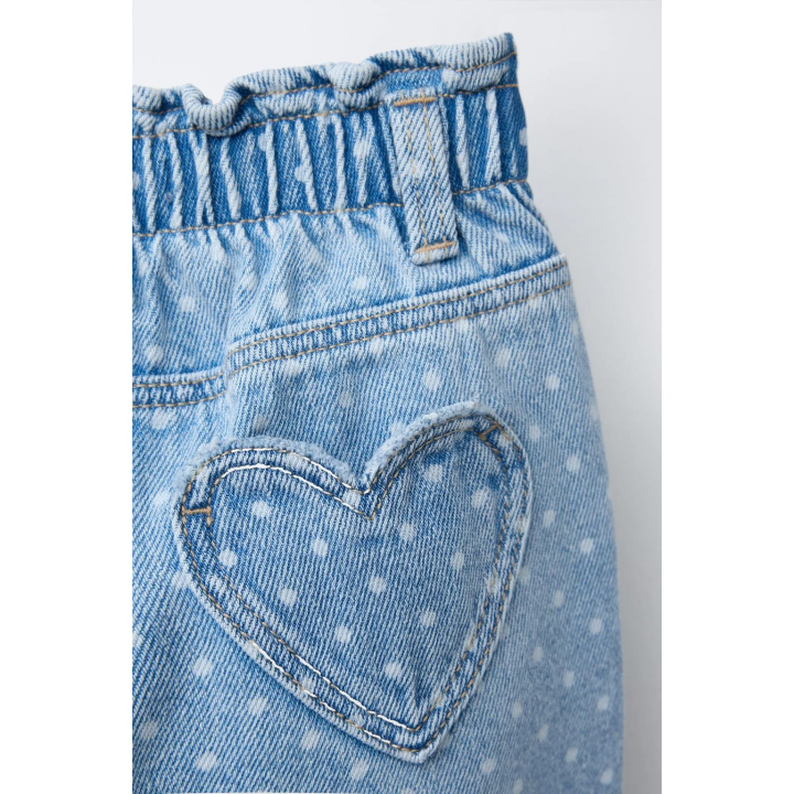 ДЖИНСОВЫЕ БРЮКИ PAPERBAG В ГОРОШЕК