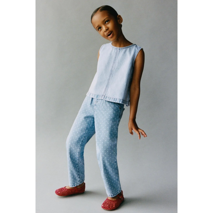 ДЖИНСОВЫЕ БРЮКИ PAPERBAG В ГОРОШЕК