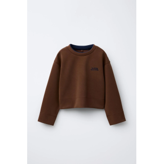 Свитшот с модалом и контрастной горловиной