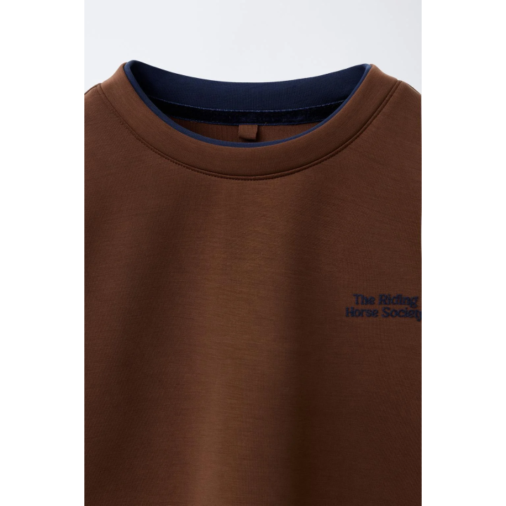 Свитшот с модалом и контрастной горловиной