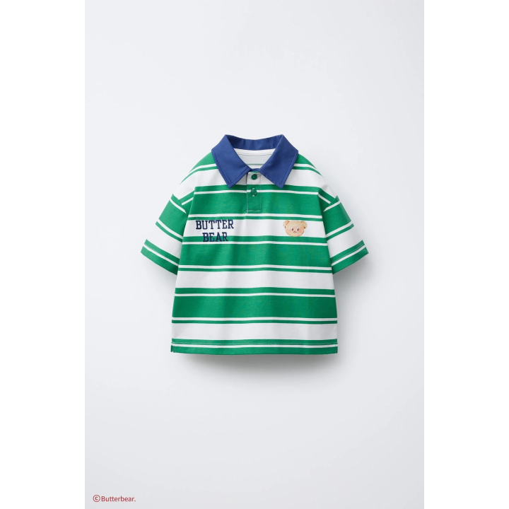 Поло-рубашка в полоску с принтом butterbear ©