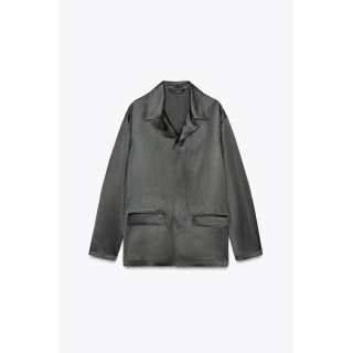 БЛЕЙЗЕР ИЗ АТЛАСНОЙ ТКАНИ С ЛЬНОМ — ZW COLLECTION