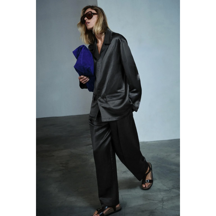 БЛЕЙЗЕР ИЗ АТЛАСНОЙ ТКАНИ С ЛЬНОМ — ZW COLLECTION