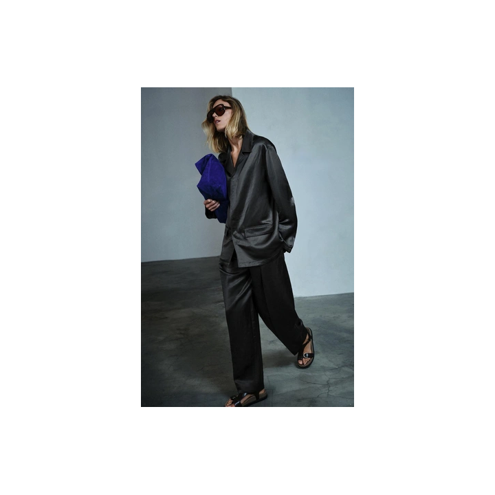 БЛЕЙЗЕР ИЗ АТЛАСНОЙ ТКАНИ С ЛЬНОМ — ZW COLLECTION