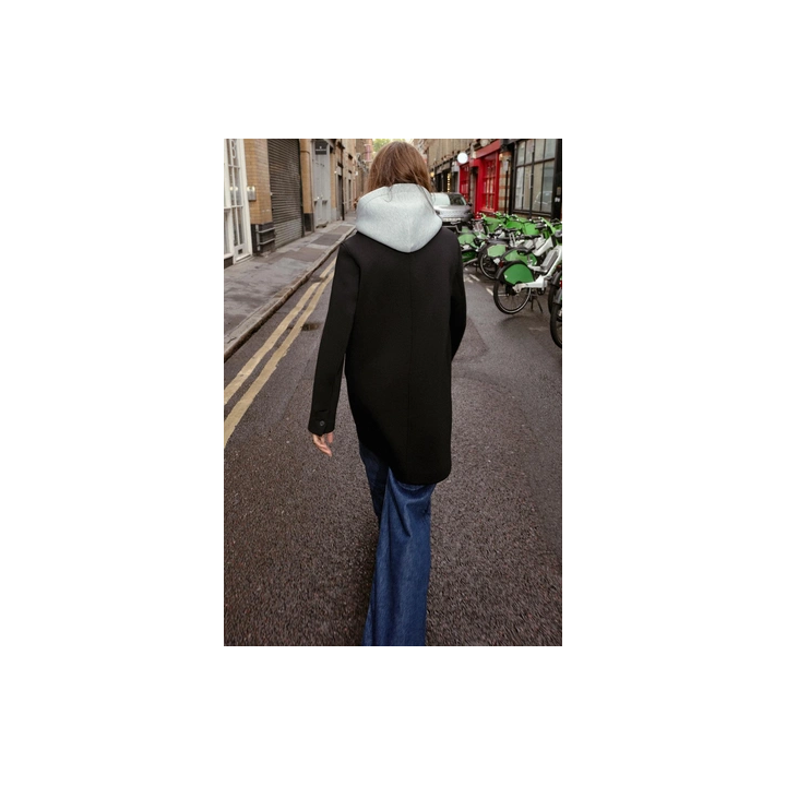 ПАЛЬТО С КОМБИНИРОВАННЫМ КАПЮШОНОМ