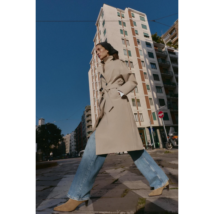 ДЛИННЫЙ ТРЕНЧ С ПОЯСОМ, ВЕТРОЗАЩИТНЫЙ, ВОДООТТАЛКИВАЮЩИЙ