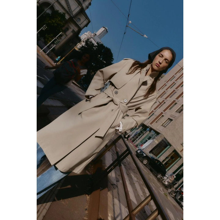 ДЛИННЫЙ ТРЕНЧ С ПОЯСОМ, ВЕТРОЗАЩИТНЫЙ, ВОДООТТАЛКИВАЮЩИЙ