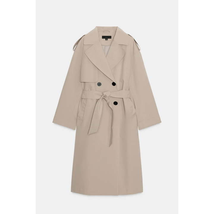 ДЛИННЫЙ ТРЕНЧ С ПОЯСОМ, ВЕТРОЗАЩИТНЫЙ, ВОДООТТАЛКИВАЮЩИЙ