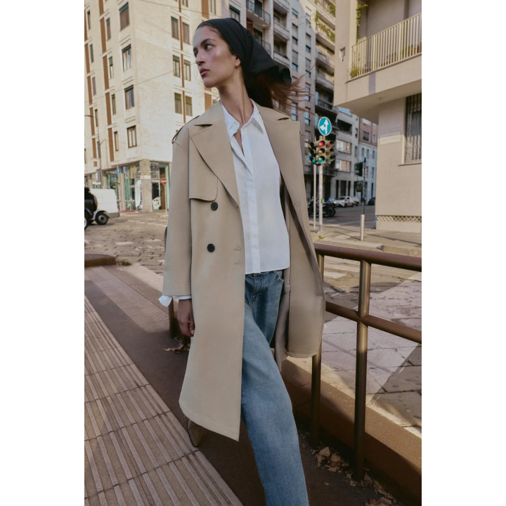 ДЛИННЫЙ ТРЕНЧ С ПОЯСОМ, ВЕТРОЗАЩИТНЫЙ, ВОДООТТАЛКИВАЮЩИЙ