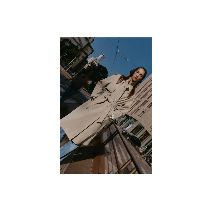 ДЛИННЫЙ ТРЕНЧ С ПОЯСОМ, ВЕТРОЗАЩИТНЫЙ, ВОДООТТАЛКИВАЮЩИЙ