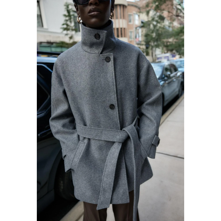 SOFT DOUBLE-POSITION COLLAR COAT