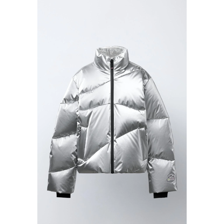Металлическая водооталкивающая и ветрозащитная пуховая куртка с системой recco® для лыжной коллекции