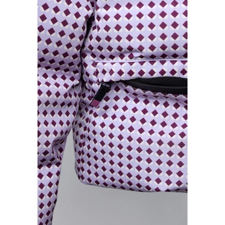 Пуховик с геометрическим принтом и набивкой из пера и пуха. защита от ветра и влаги, система recco® для лыжной коллекции